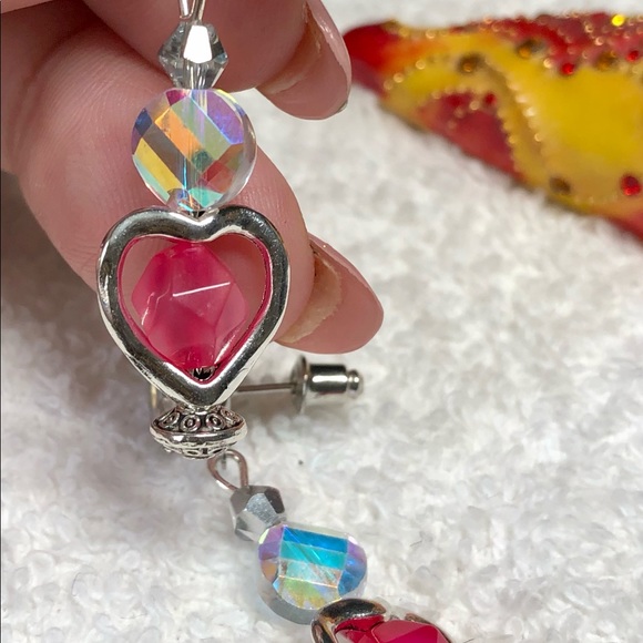 💕✨pink agate and aurora borealis Swarovski earrings - Picture 7 of 9